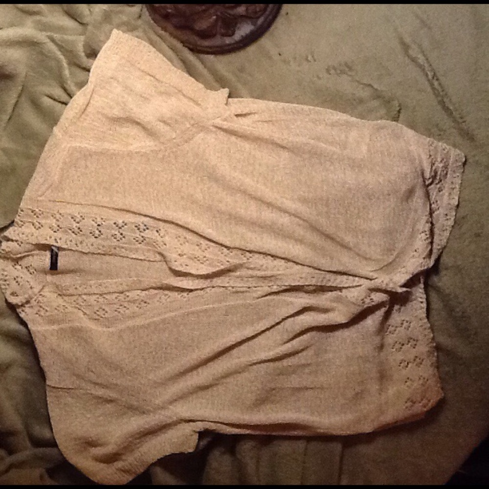 Beige Open Front Sweater
